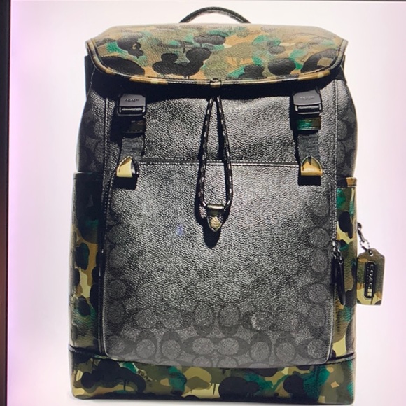 Coach League Flap Backpack In Signature Canvas With Camo Print - Picture 3 of 17